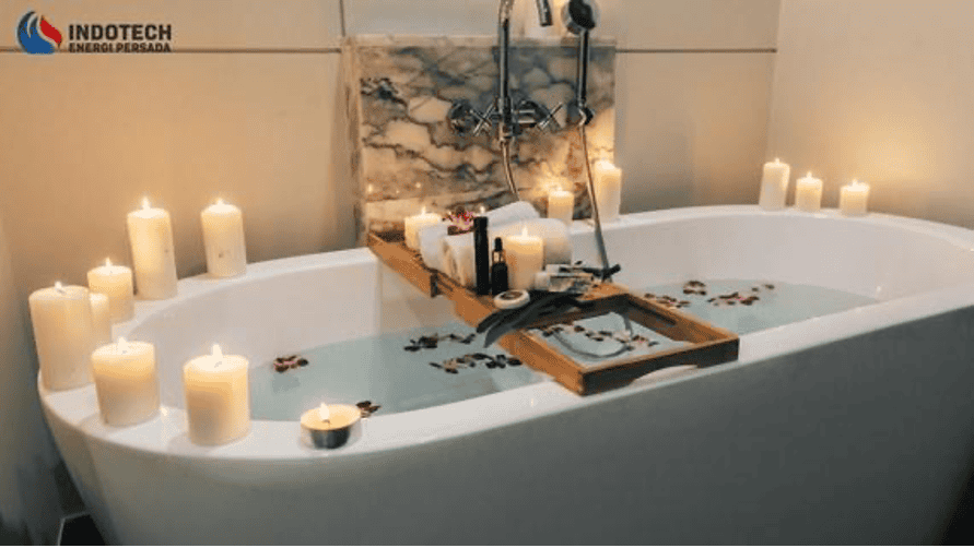 berendam menggunakan water heater